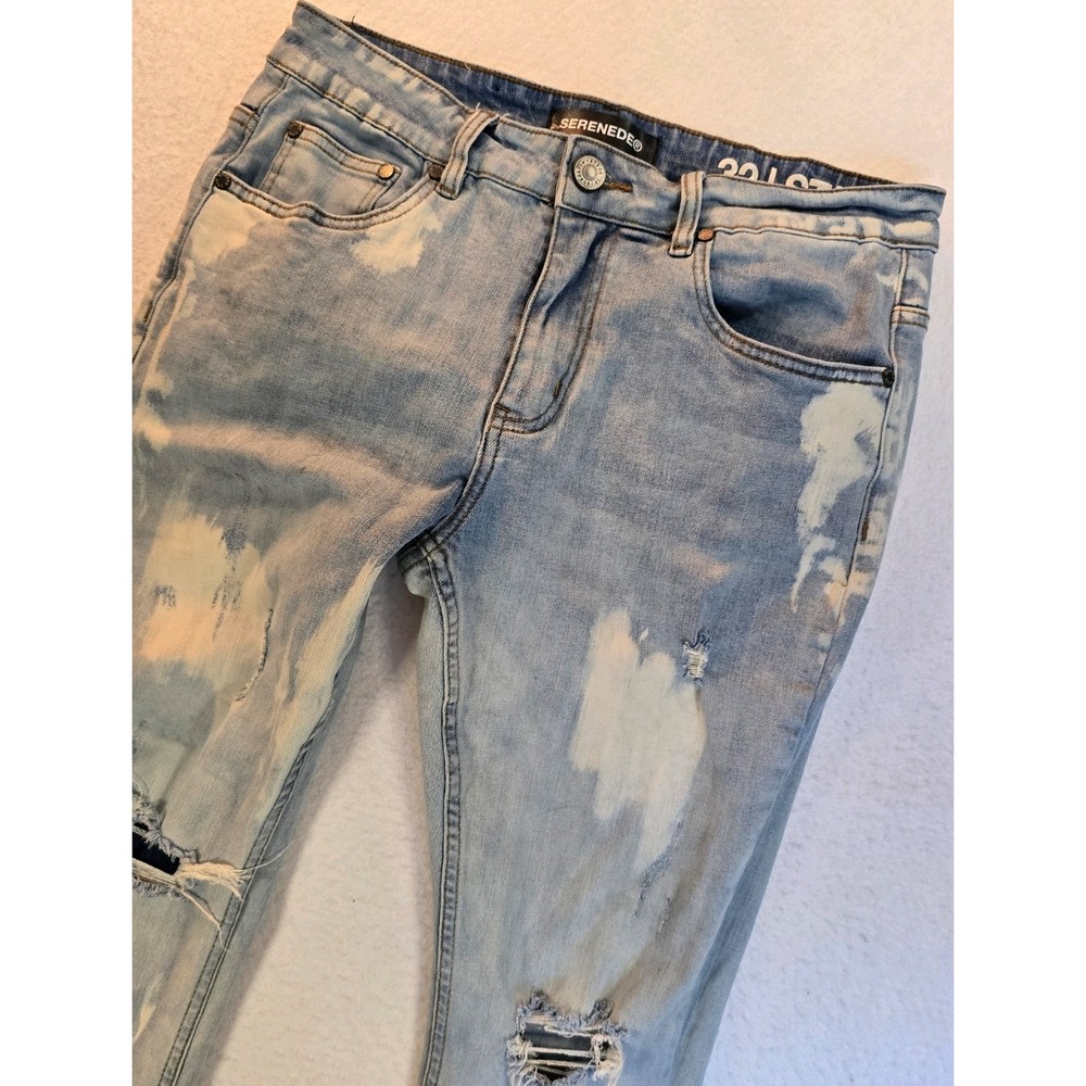 Serenede Stacked Denim Men's Size 32x34 Bootcut Distressed Thrashed Jeans